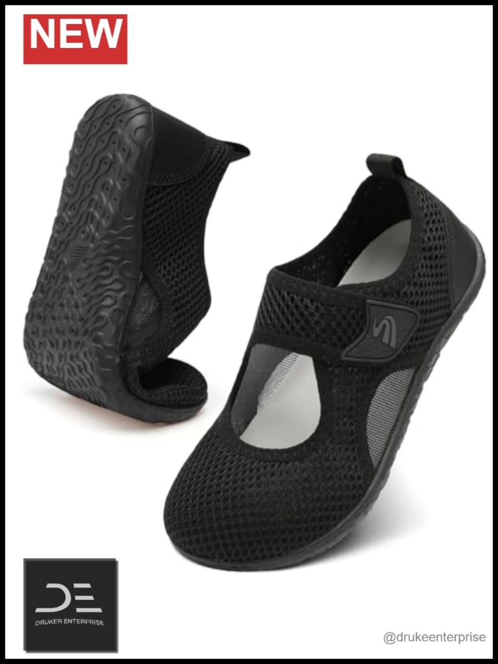 Barefoot Swim Shoes Aqua Socks Quick Dry Breathable Hook & Loop EVA Outsole